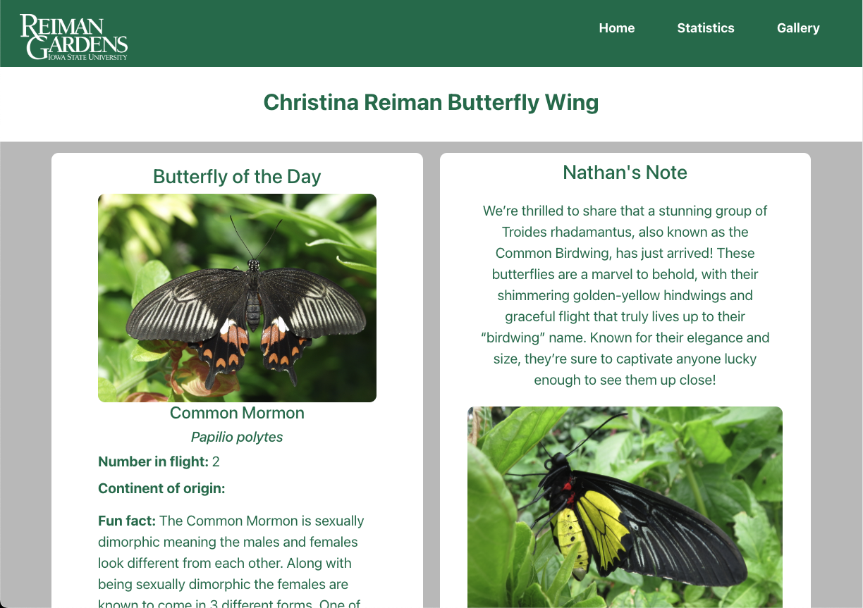 Reiman Gardens Landing Page